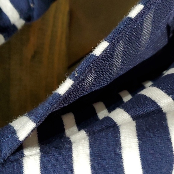 BOSTON PROPER STRIPED ZIP UP CARDIGAN W GOLD CHAIN TRIM NAUTICAL COASTAL SIZE XS - Picture 8 of 9